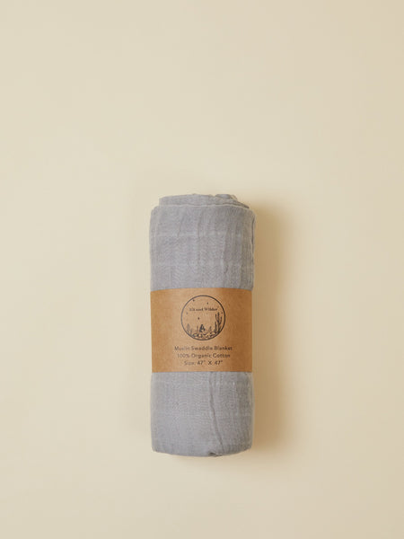 Harbor Gray Organic Cotton Baby Swaddle Blanket