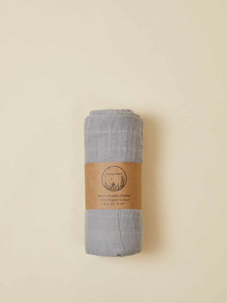 Harbor Gray Organic Cotton Baby Swaddle Blanket
