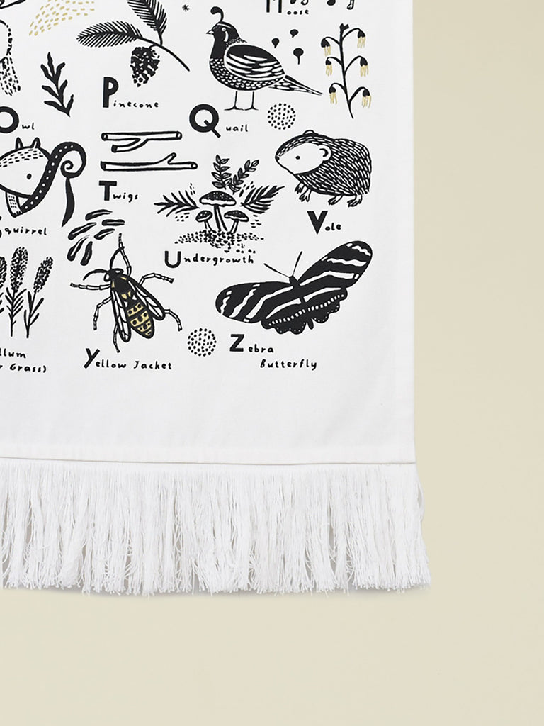 Woodland Alphabet Printed Tapestry Wall Hanging Sign