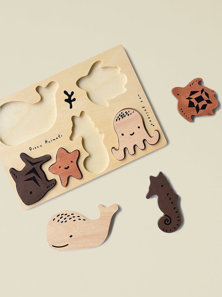 Ocean Animal-Themed Wooden Baby Puzzle