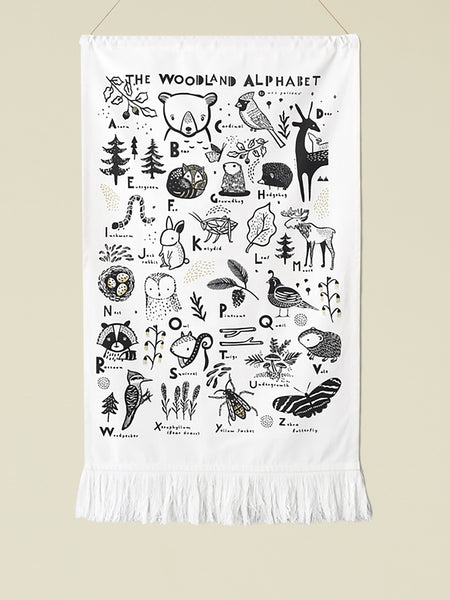 Woodland Alphabet Printed Tapestry Wall Hanging Sign