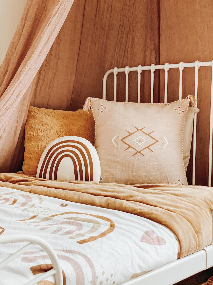 Brown and White Rainbow Print  Baby Pillow Décor