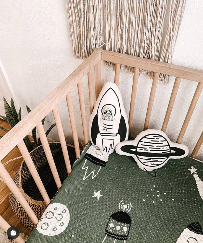 Black and White Print Saturn Toddler Baby Pillow
