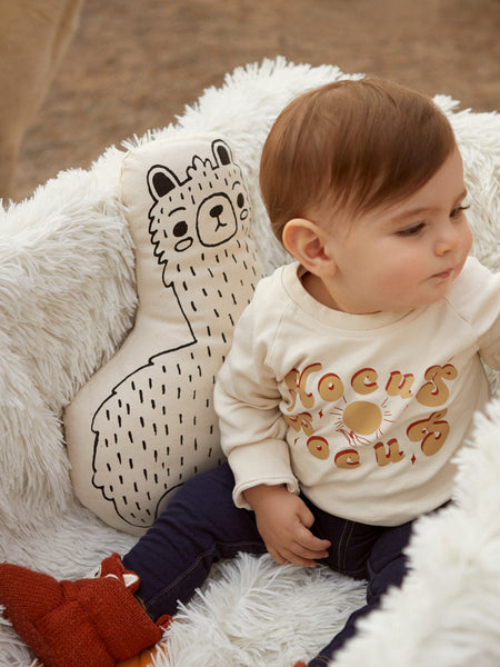 Black and White Print Llama Toddler Baby Pillow