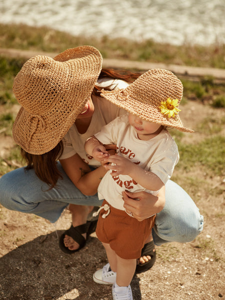 Brown Mommy and Me Matching Straw Woven Sun Hats