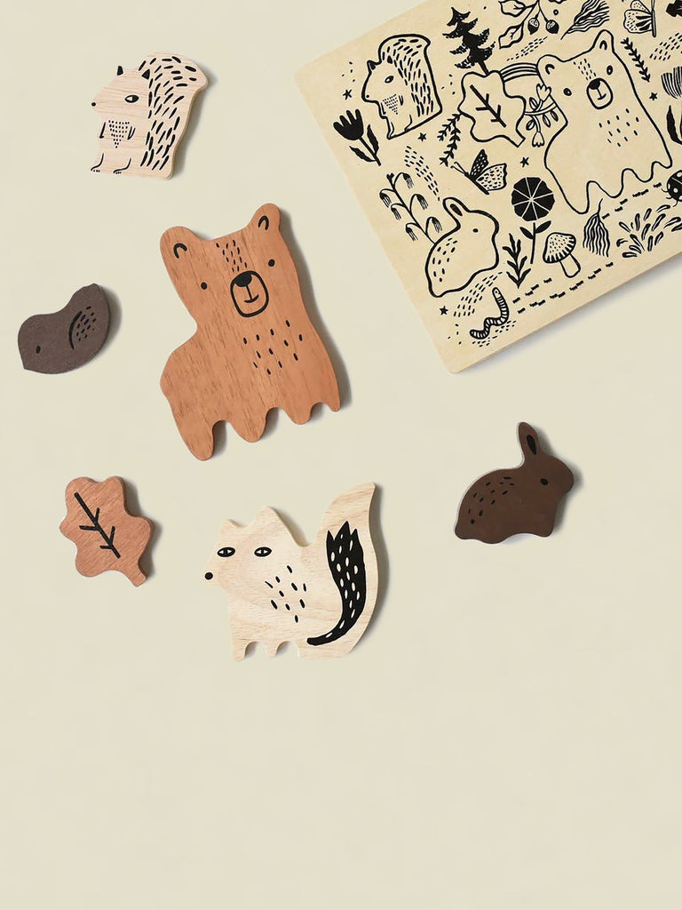 Woodland Animal-Themed Wooden Baby Puzzle
