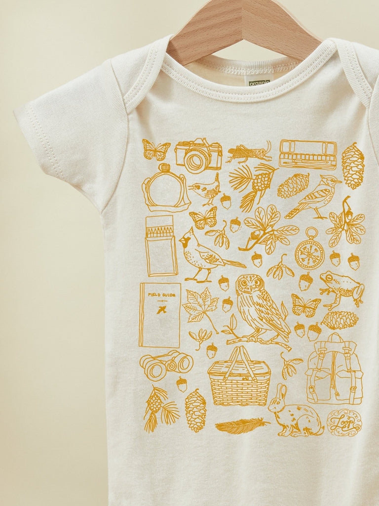 Yellow and White Print Short Sleeve Baby Toddler Onesie