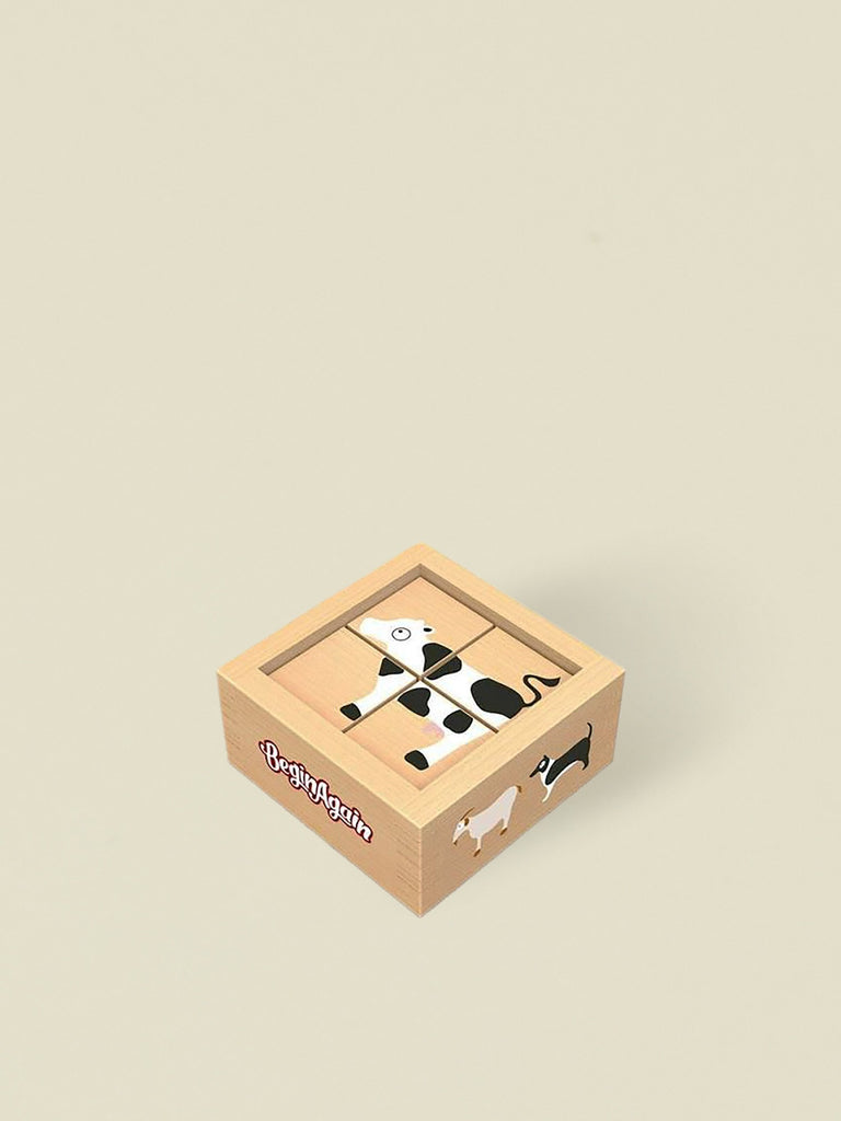 4 Piece Wooden Farm Animal Baby Blocks Toy