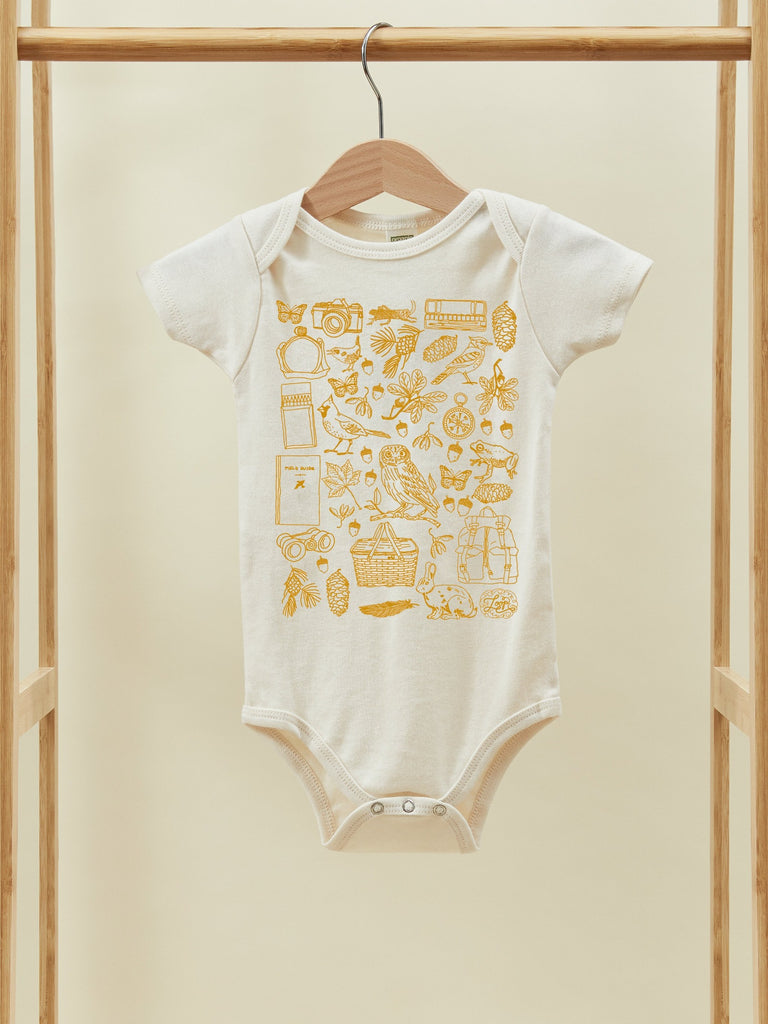 Yellow and White Print Short Sleeve Baby Toddler Onesie