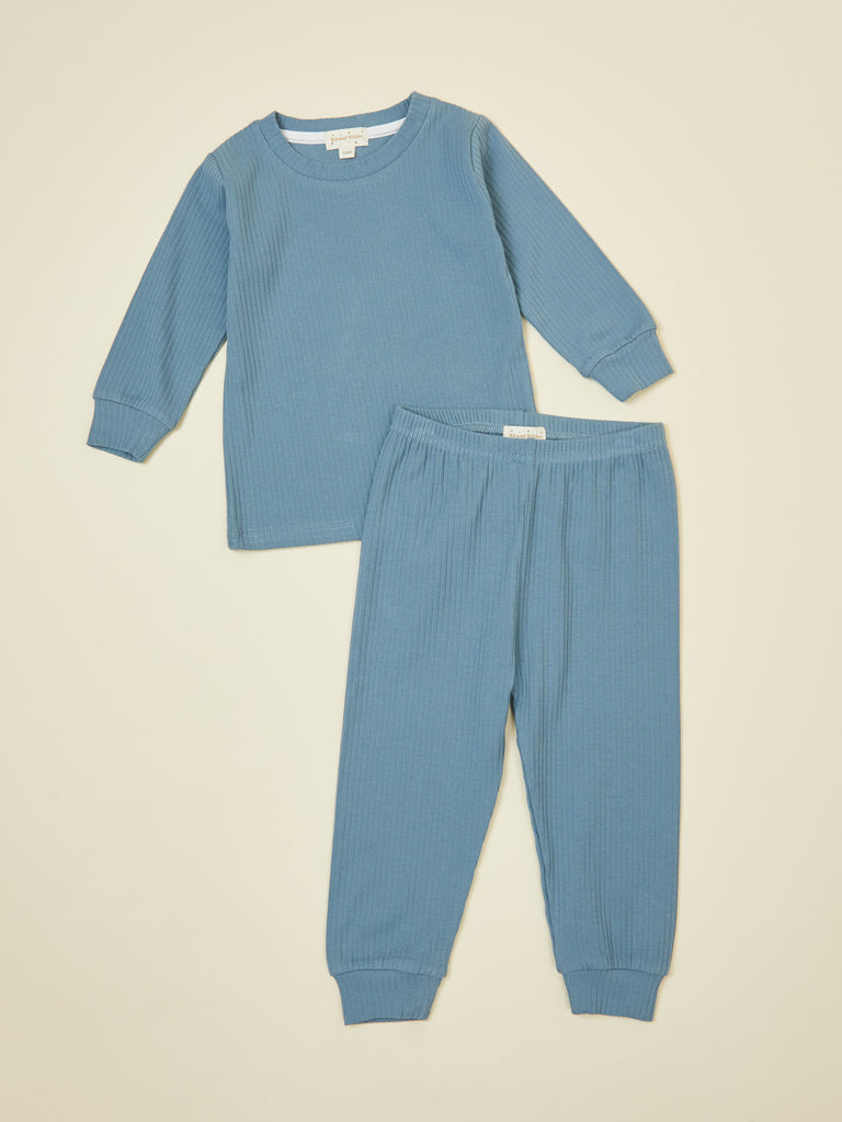 Baby blue 2 piece long sleeve pullover top and pants loungewear set 