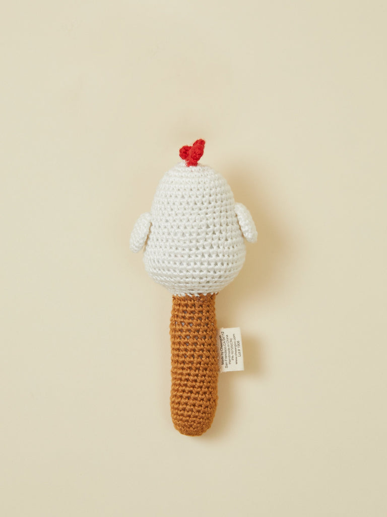 Hen Stick Hand Crocheted Baby Rattle (Back View)