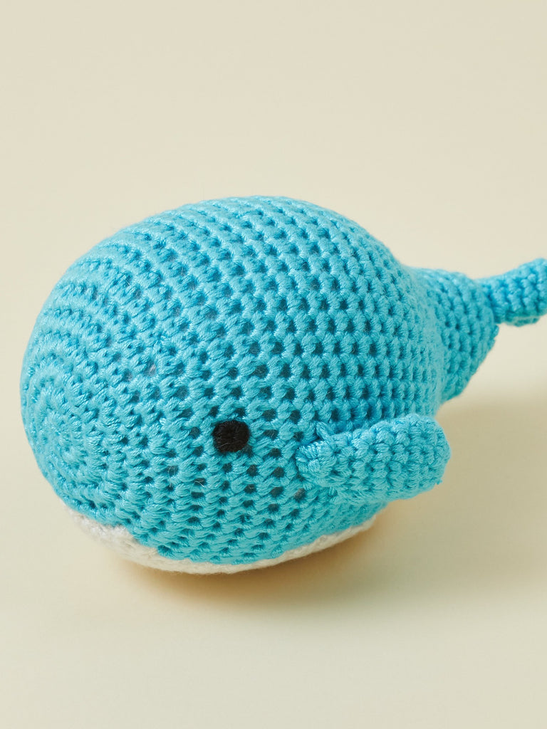 Blue Handmade Whale Crocheted Baby Rattle