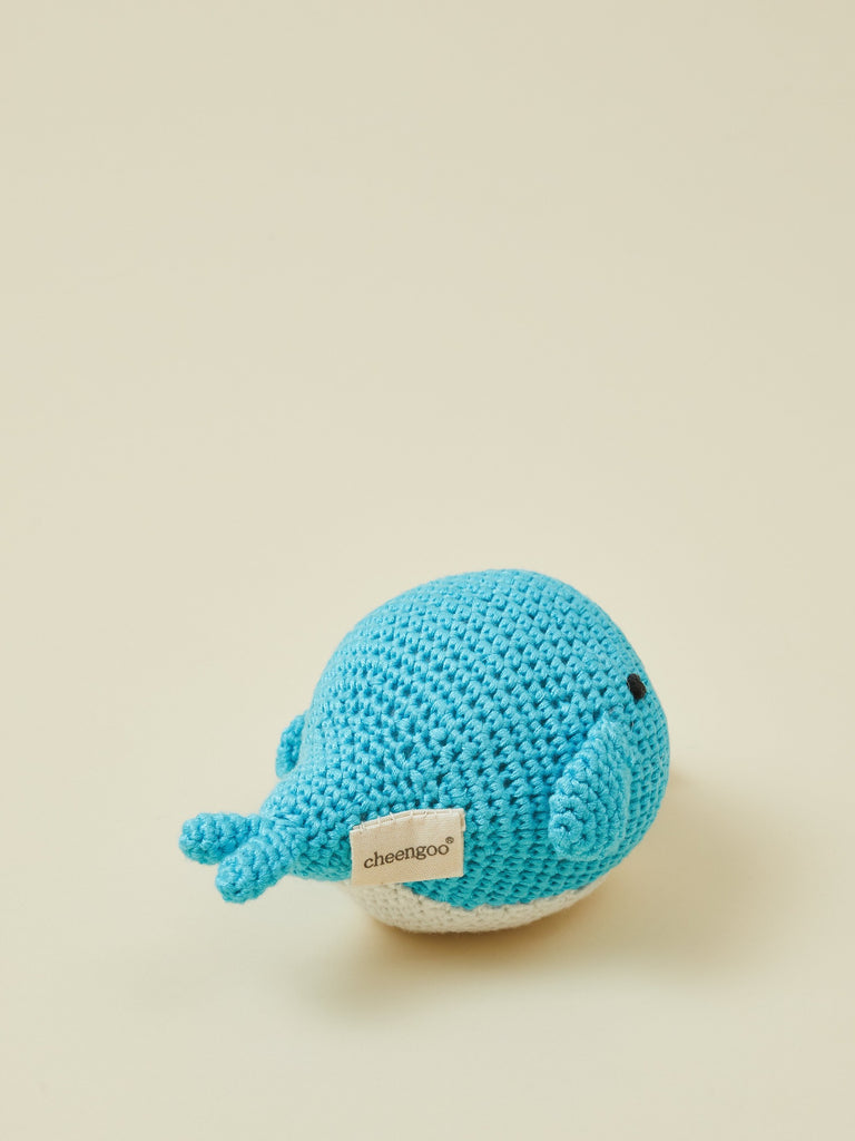Blue Handmade Whale Crocheted Baby Rattle