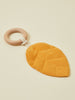 Orange Natural Leaf Baby Teether with Wooden Ring Toy