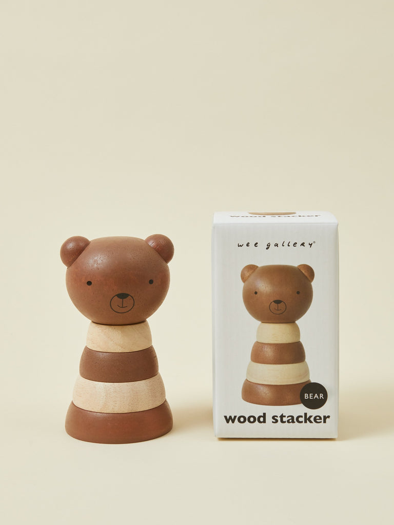 Brown and Beige Bear Wood Stacker Baby Toy