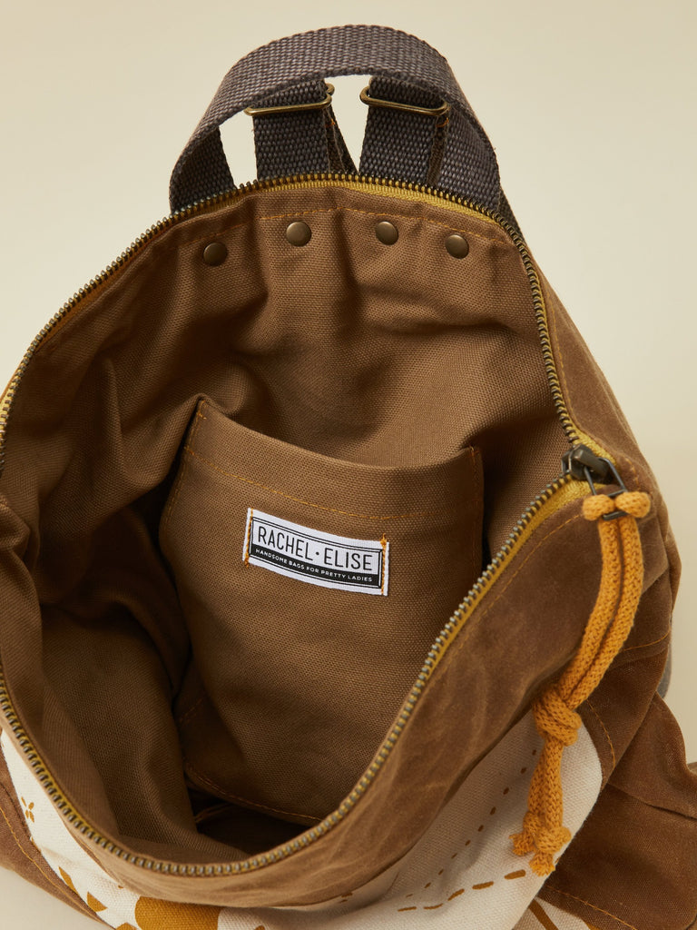 Brown moon print women's backpack