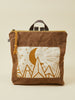 Brown moon print women's backpack