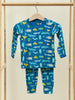 Blue Bugs Print Baby 2 Piece Long Sleeve Top and Pants Set