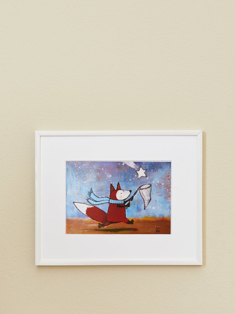 Fox Chasing Stars Framed Art Print