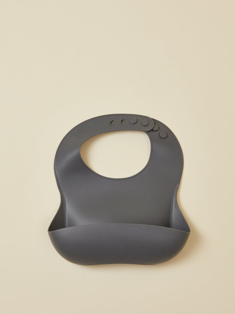 Dark Gray Silicone Bib with Front Open Pocket