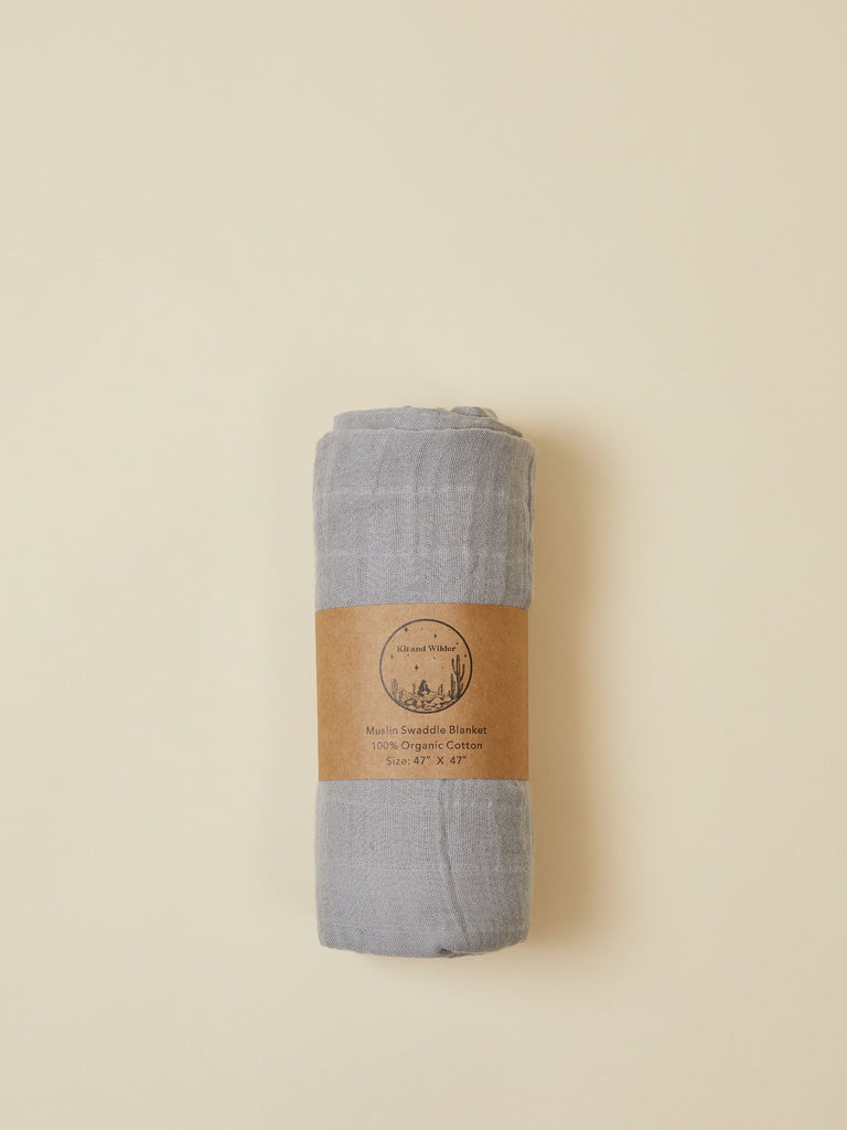 Harbor Gray Organic Cotton Baby Swaddle Blanket 
