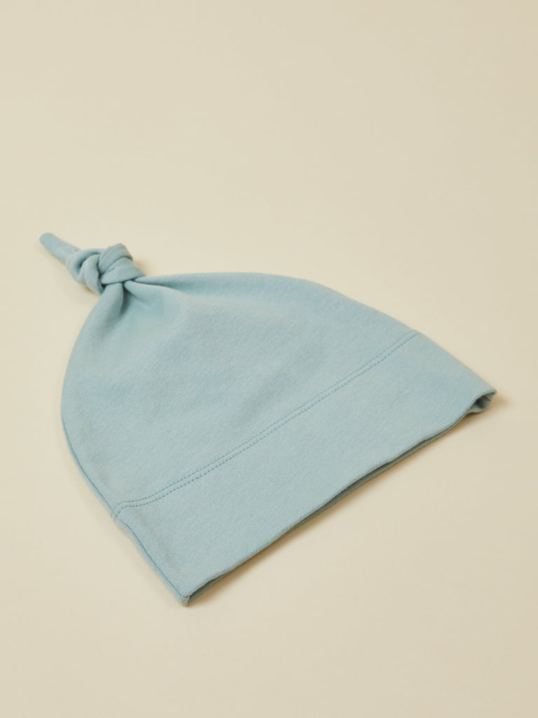 Light Blue Top Knot Baby Toddler Hat