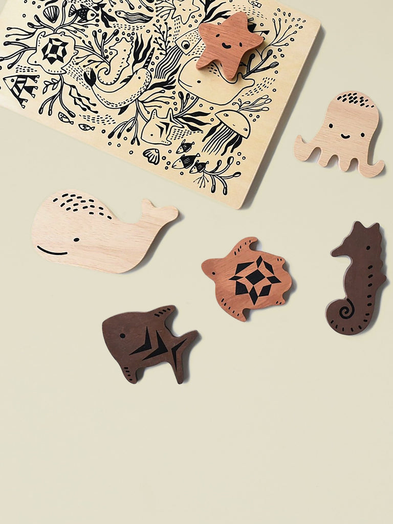 Ocean Animal-Themed Wooden Baby Puzzle