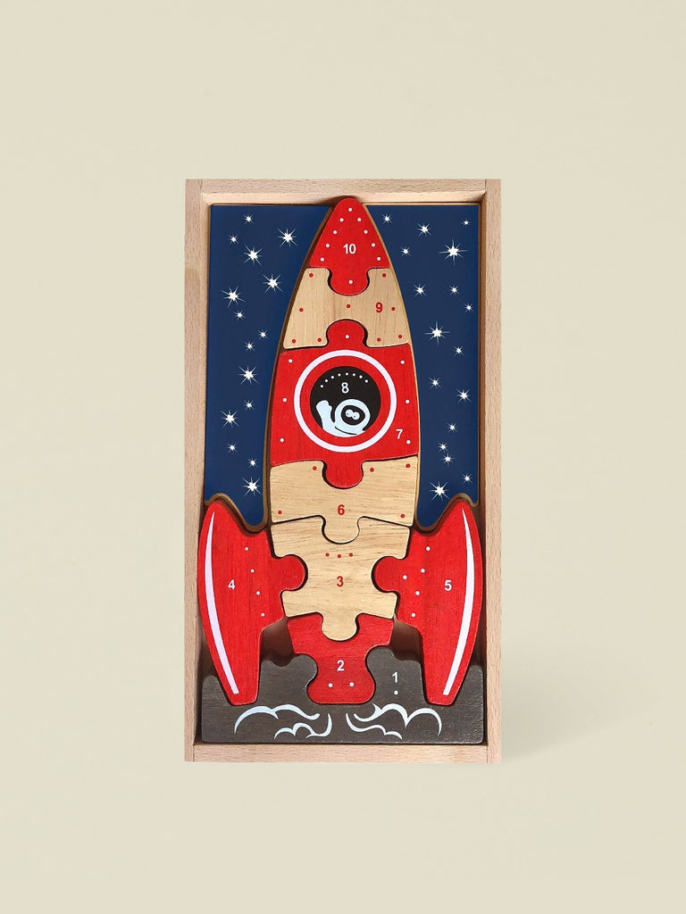 321 Blast Off! Rocket Balance Organic Wooden Puzzle  Toy for Toddlers and Children 