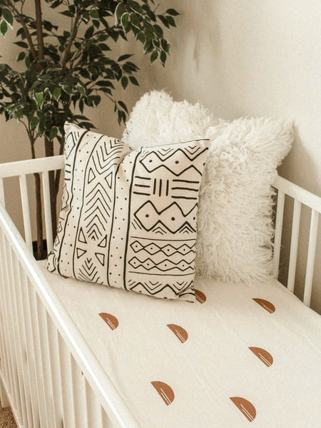 White and Brown Baby Crib Sheet