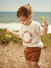 Light Beige Short Sleeve Graphic Pullover Baby Shirt