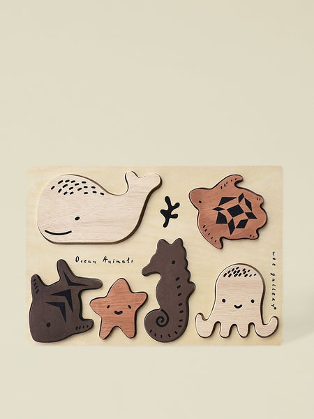 Ocean Animal-Themed Wooden Baby Puzzle