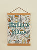 Camping background print with "Explore More" verbage